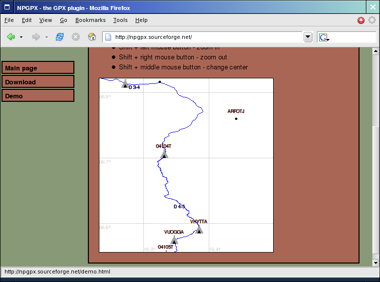 GPX embedded in a web page
